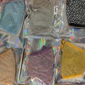 6 Bundle Rhinestone Bling Face Masks